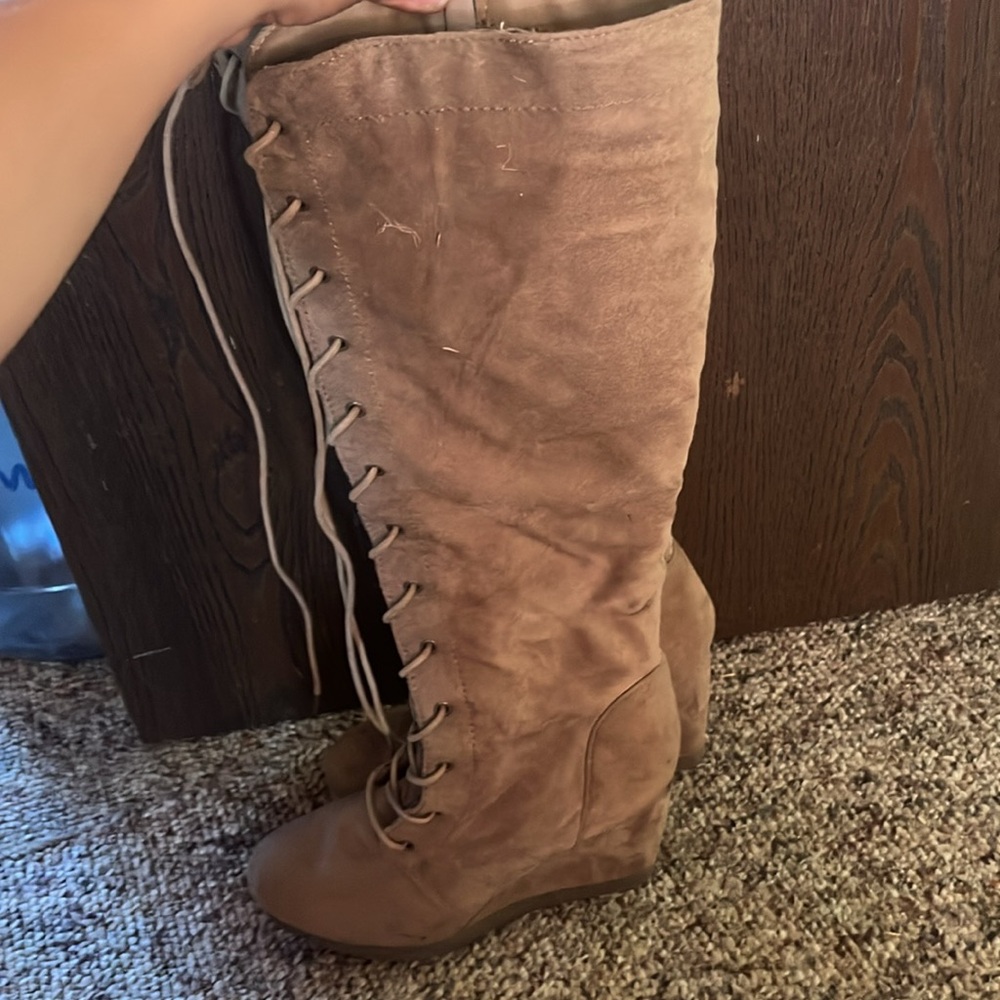 J. Khaki Tan Lace Up Boots - Picture 3 of 4
